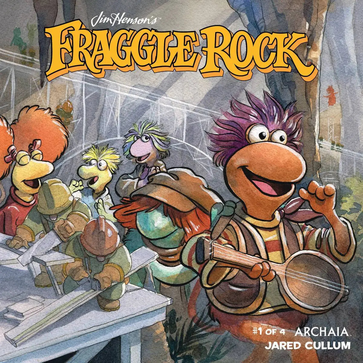 Colorful poster for Fraggle Rock featuring puppet characters from BOOM STUDIOS trading cards