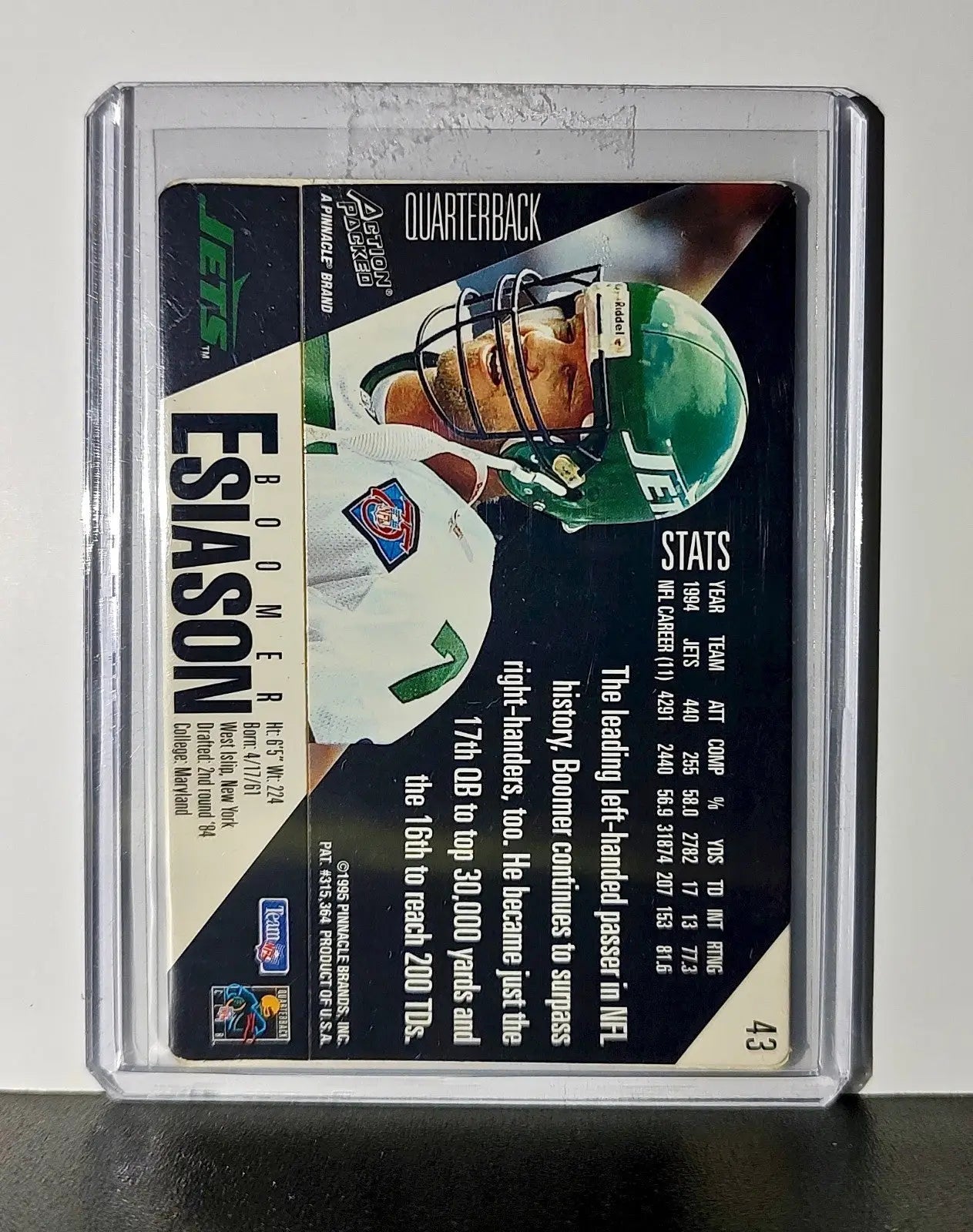 Boomer Esiason 1995 Pinnacle NFL #43 Card New York Jets - Football Card Single