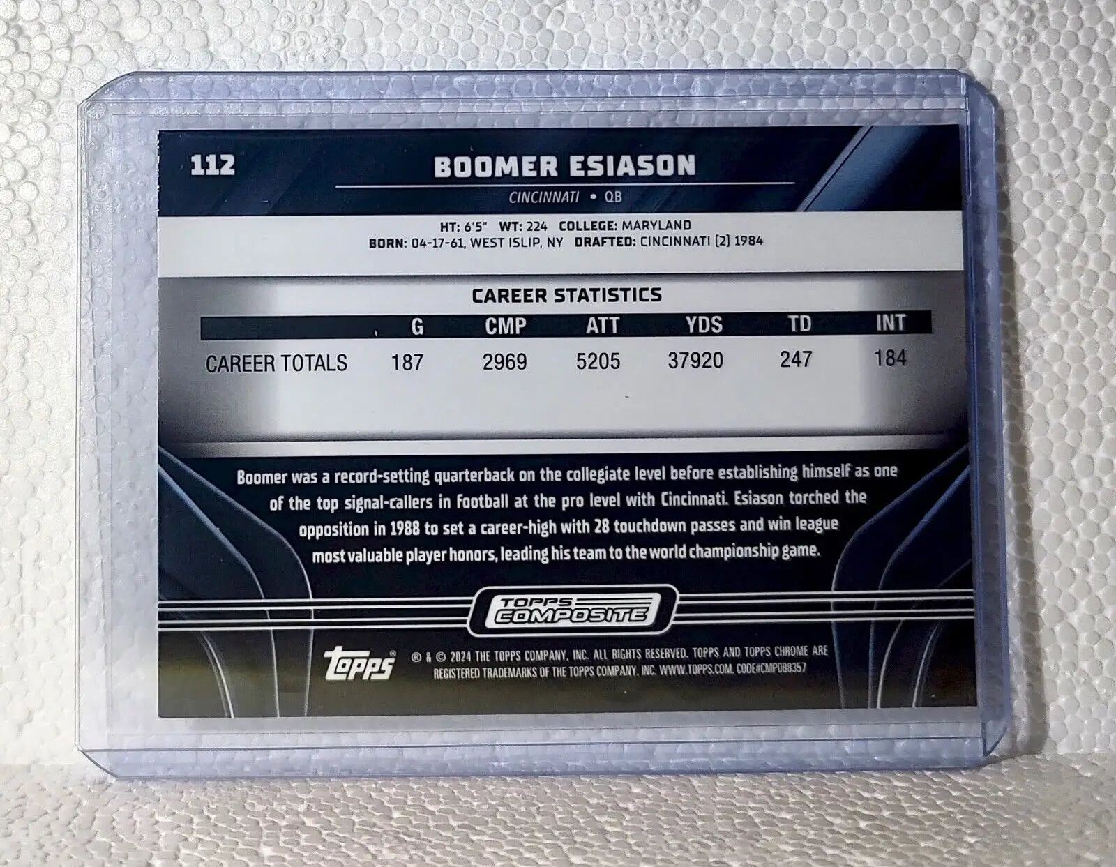 Boomer Esiason 2023 Topps Chrome Black NFL #112 Football Card Cincinnati Bengals