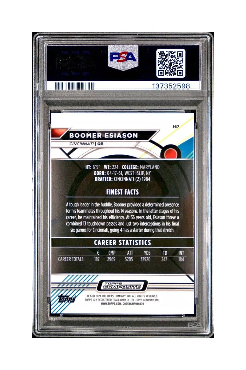 Boomer Esiason 2023 Topps Finest 084/199 #167 Blue Refractor PSA 10 Gem Mint