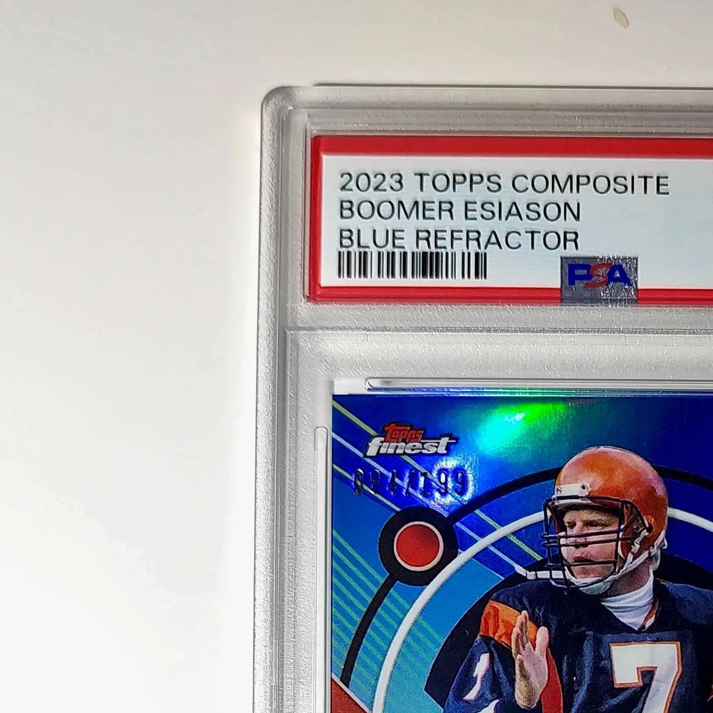 Boomer Esiason 2023 Topps Finest 084/199 #167 Blue Refractor PSA 10 Gem Mint
