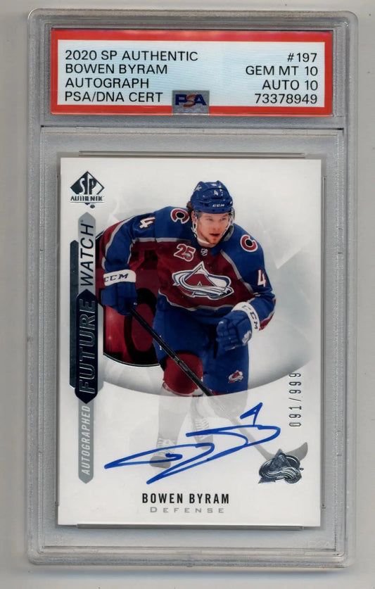 Bowen Byram 2020-21 Sp Authentic #197 Auto 091/999 PSA 10 Gem Mint Auto 10 - Hockey Card Single