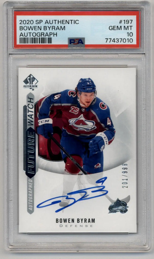 Bowen Byram 2020-21 SP Authentic Auto 201/999 PSA 10 Gem Mint - Hockey Card Single