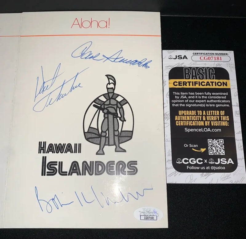 Bowie Kuhn Carl Sawatski Kent Tekulve Signed Auto Hawaii Islanders MLB Mtg JSA - Sports Memorabilia