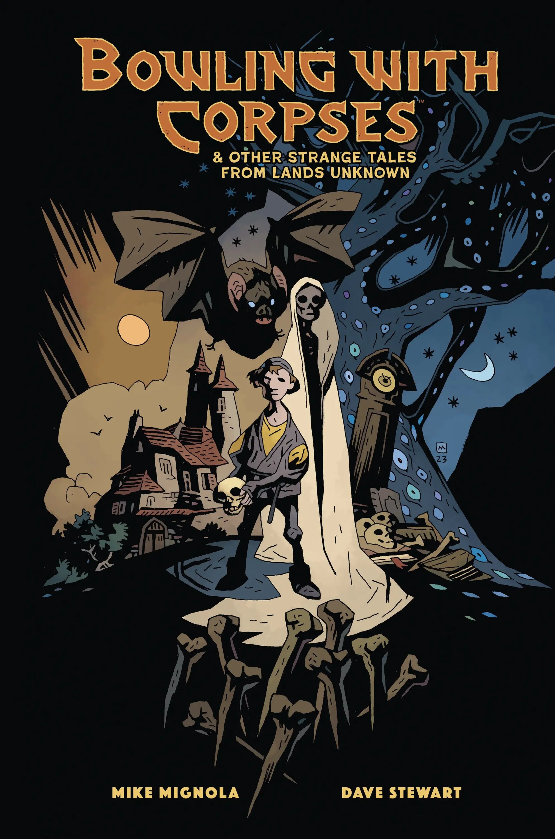 Comic book cover from strange tales by Hellboy creator Mike Mignola, Bowling With Corpses