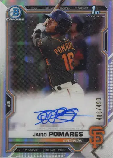 Bowman Chrome Baseball 2021 Chrome Prospect Auto Card CPA-JP Jairo Pomares /499 - Baseball Card Single