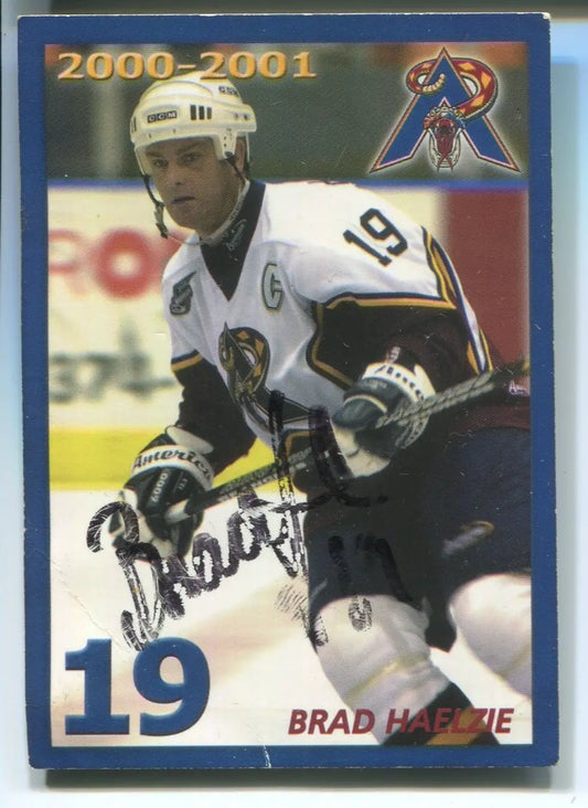 Brad Haelzie 2000-01 Amarillo Rattlers (WPHL) #19 Signed Hockey Card - Hockey Card Single