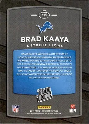 Brad Kaaya - 2017 Donruss - #323 - RC Football - Football Card Single