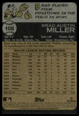 Brad Miller 2022 Topps Heritage #108 Philadelphia Phillies - Baseball Card Single