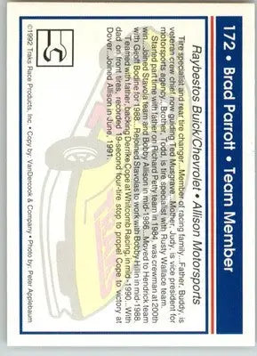 Brad Parrott - 1992 Traks - #172 - Racing - Racing Card Single
