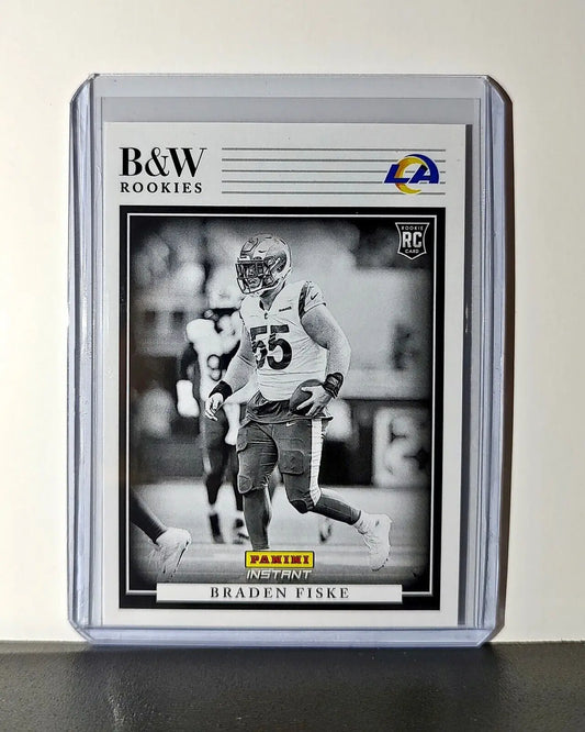 Braden Fiske 2024 Panini NFL #33 Black & White Rookies Card LA Rams 1 of 680 - Football Card Single