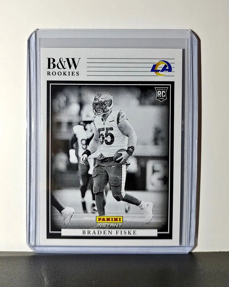 Braden Fiske 2024 Panini NFL #33 Black & White Rookies Card LA Rams 1 of 680