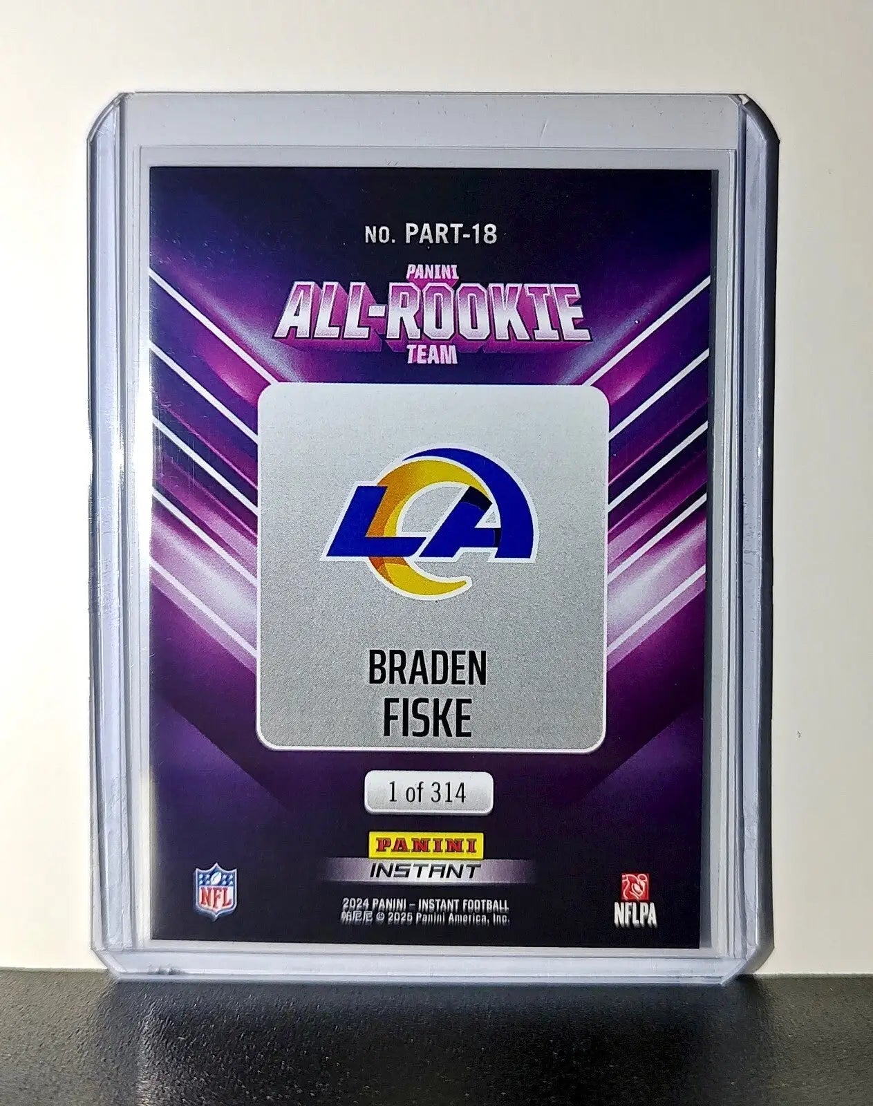 Braden Fiske Rookie 2024 Panini NFL #18 All-Rookie Card LA Rams 1 of 314 - Football Card Single