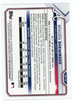 Braden Shewmake 2021 Bowman Chrome Prospects Mojo #BCP-48 Atlanta Braves - Baseball Card Single