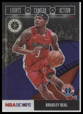 Bradley Beal 2019-20 Hoops Premium Lights Camera Action Purple #11 Wizards - Basketball Card Single