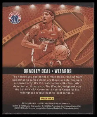 Bradley Beal 2019-20 Hoops Premium Lights Camera Action Purple #11 Wizards - Basketball Card Single