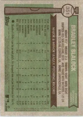 Bradley Blalock - 2025 Topps Heritage - #351 - RC Baseball - Baseball Card Single