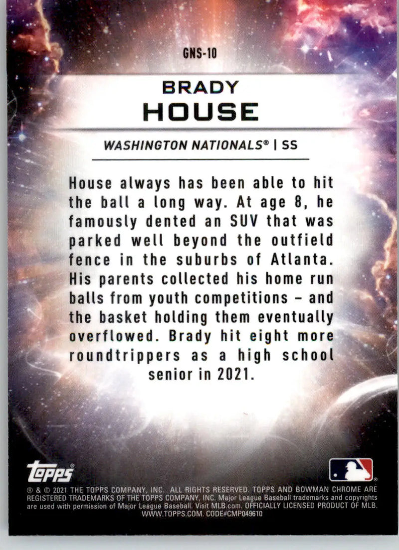 Brady House - 2021 Bowman Draft - #GNS-10 - Genesis Baseball - Baseball Card Single