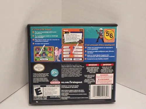 Back of Brain Quest Grades 5 & 6 Nintendo DS game case with screenshots and gameplay info