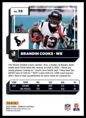 Brandin Cooks 2022 Donruss #39 Houston Texans - Football Card Single