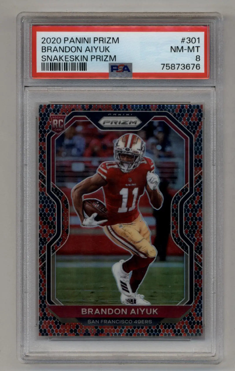 Brandon Aiyuk 2020 Prizm Snakeskin #301 PSA 8 Near Mint-Mint - Football Card Single