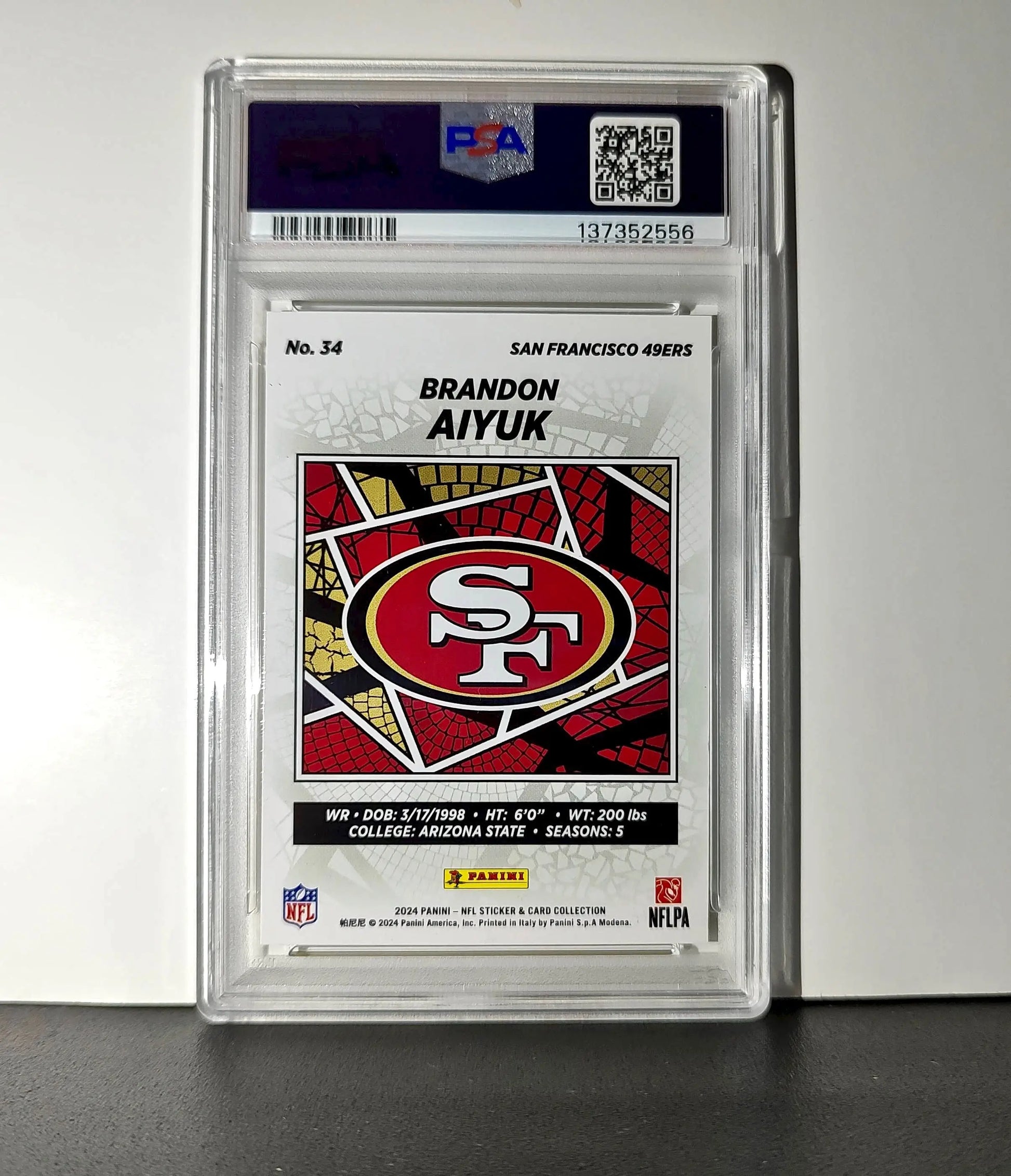 Brandon Aiyuk 2024 Panini Sticker Collection 006/010 #34 Gold Foil PSA 9 Mint - Football Card Single