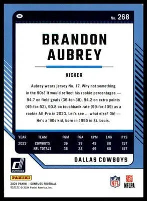 Brandon Aubrey 2024 Donruss #268 Dallas Cowboys