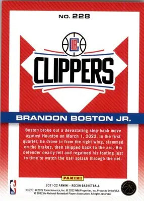 Brandon Boston Jr. - 2021-22 Panini Recon - #228 - RC Basketball - Basketball Card Single