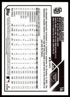 Brandon Drury 2023 Topps #14 San Diego Padres - Baseball Card Single