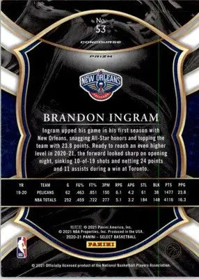 Brandon Ingram - 2020-21 Panini Select - #53 - Red White Orange Flash Basketball - Basketball Card Single