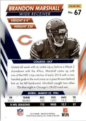 Brandon Marshall - 2014 Panini Absolute - #67 - Retail Football - Football Card Single