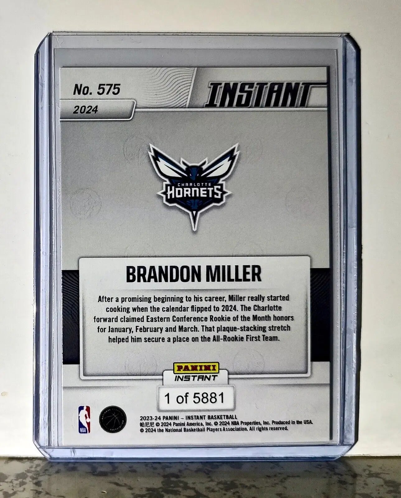Brandon Miller 2023-24 Panini #575 NBA All-Rookie First Team Card 1 of 5881 - Basketball Card Single