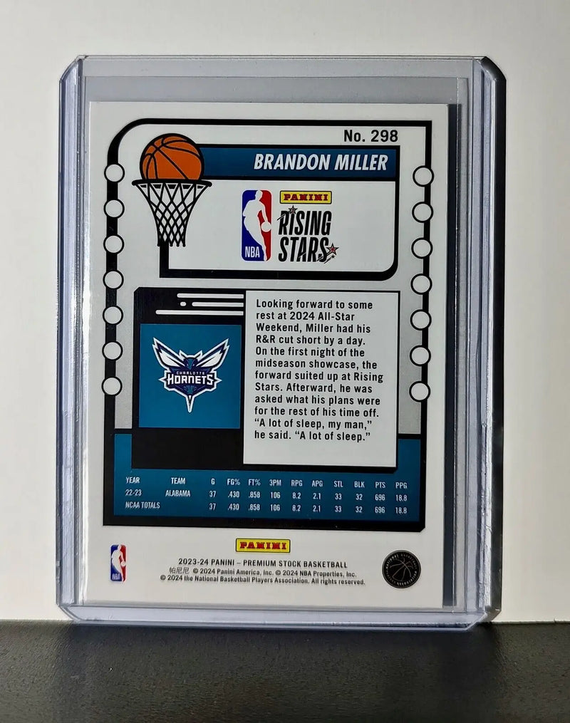 Brandon Miller 2023-24 Panini Premium NBA Hoops Rising Stars #298 Rookie Card - Basketball Card Single