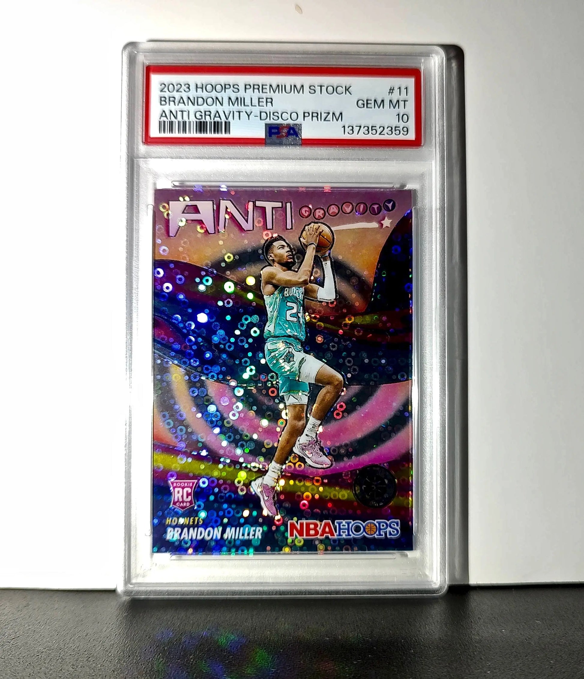 Brandon Miller 2023 Panini Hoops Premium Anti Gravity #11 Disco Prizm PSA 10 Gem