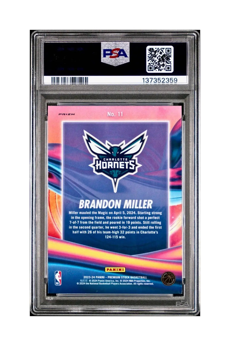 Brandon Miller 2023 Panini Hoops Premium Anti Gravity #11 Disco Prizm PSA 10 Gem