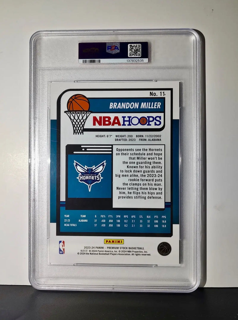 Brandon Miller 2023 Panini Premium Stock NBA Hoops #11 Jumbo Rookie PSA 6 EX-MT - Basketball Card Single