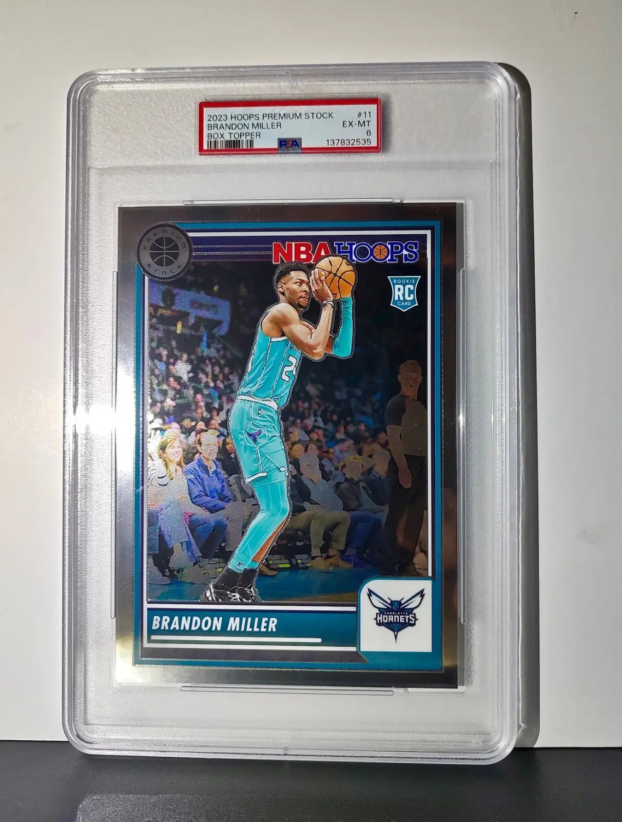 Brandon Miller 2023 Panini Premium Stock NBA Hoops #11 Jumbo Rookie PSA 6 EX-MT - Basketball Card Single