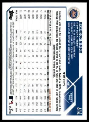 Brandon Nimmo 2023 Topps #614 New York Mets - Baseball Card Single
