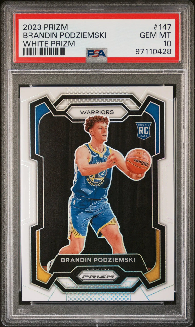 Brandon Podziemski 2023 Panini Prizm Rookie #147 White Prizm #93/175 PSA 10 Gem Mint120 - Basketball Card Single