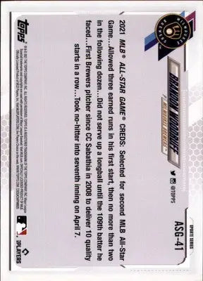 Brandon Woodruff 2021 Topps Update 2021 MLB All-Stars #ASG-41 Milwaukee Brewers - Baseball Card Single