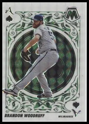 Brandon Woodruff 2022 Panini Mosaic Aces Green Mosaic #A-12 Milwaukee Brewers - Baseball Card Single