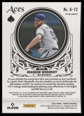 Brandon Woodruff 2022 Panini Mosaic Aces Green Mosaic #A-12 Milwaukee Brewers - Baseball Card Single