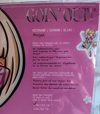 BRATZ GOIN’ OUT! CLOE AKA ’Angel’ Fashion Doll~Purse Glasses Brush Beautiful NIB