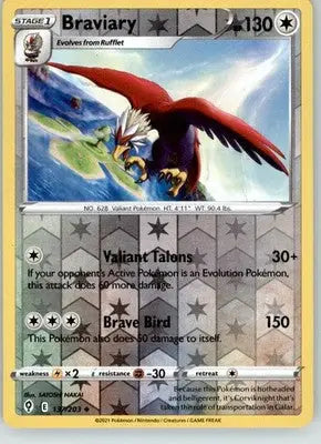 Braviary - Evolving Skies - 137/203 - Reverse Holo LP Pokemon - Pokémon Card Single