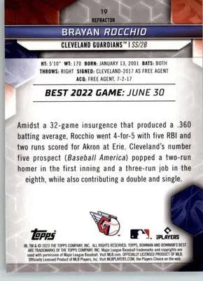 Brayan Rocchio - 2023 Bowman’s Best - #19 - Baseball - Baseball Card Single