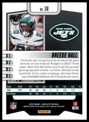 Breece Hall 2023 Panini Absolute #38 New York Jets - Football Card Single