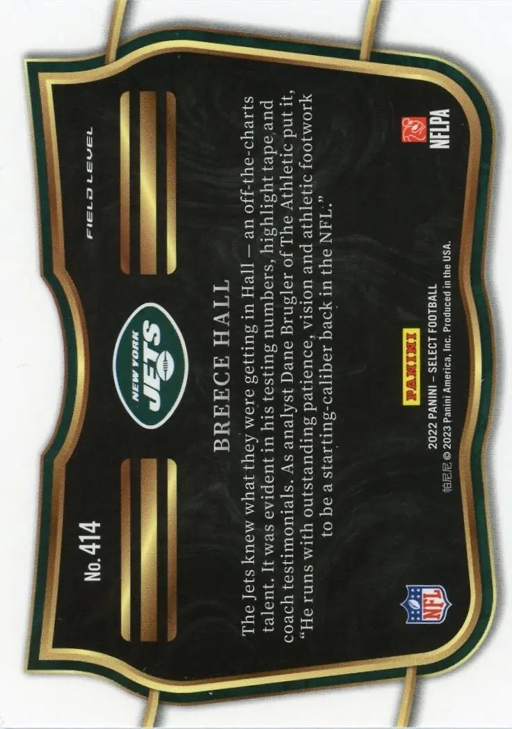 Breece Hall Rookie 2022 Panini Select Field #414 New York Jets Football Card NFL - Football Card Single