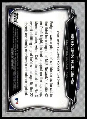 Brendan Rodgers 2015 Bowman Draft Draft Night #DN-1 Colorado Rockies - Baseball Card Single