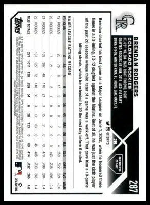 Brendan Rodgers 2023 Topps #287 Colorado Rockies - Baseball Card Single