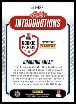 Brenden Rice 2024 Panini Absolute Introductions #I-BRE Los Angeles Chargers